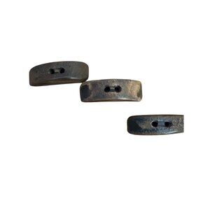 Set Of 3 Vintage Curved Dark Horn Toggle Buttons With Two Holes